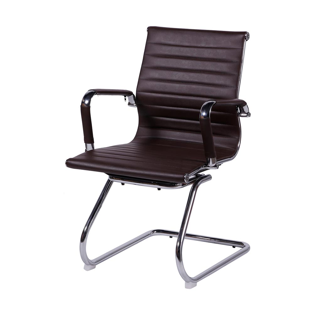 Cadeira de Escritório Eames Esteirinha Baixa Fixa - PU Café