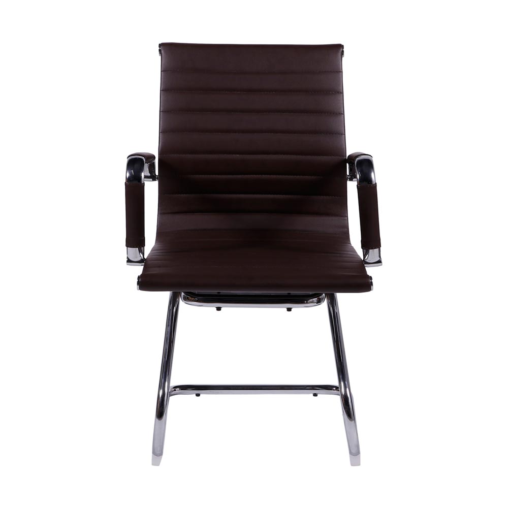 Cadeira de Escritório Eames Esteirinha Baixa Fixa - PU Café
