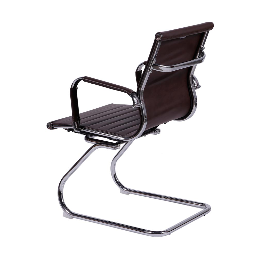 Cadeira de Escritório Eames Esteirinha Baixa Fixa - PU Café