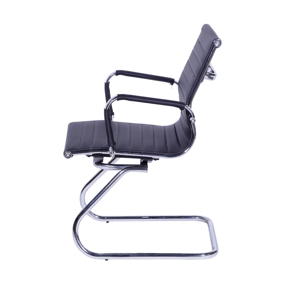 Cadeira de Escritório Eames Esteirinha Baixa Fixa - PU Preta