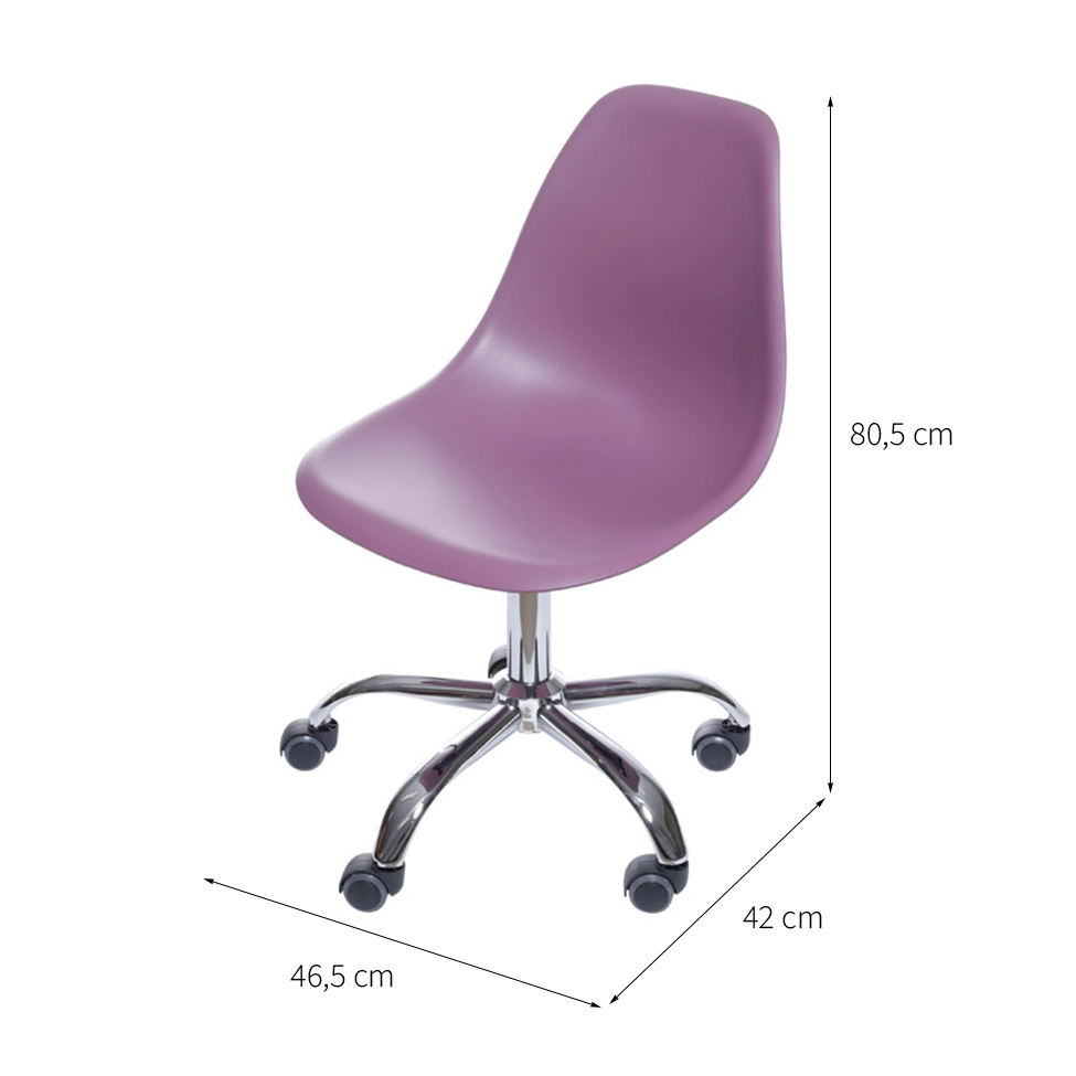 Cadeira de Escritório Secretária DKR Eames Roxa e Madeira