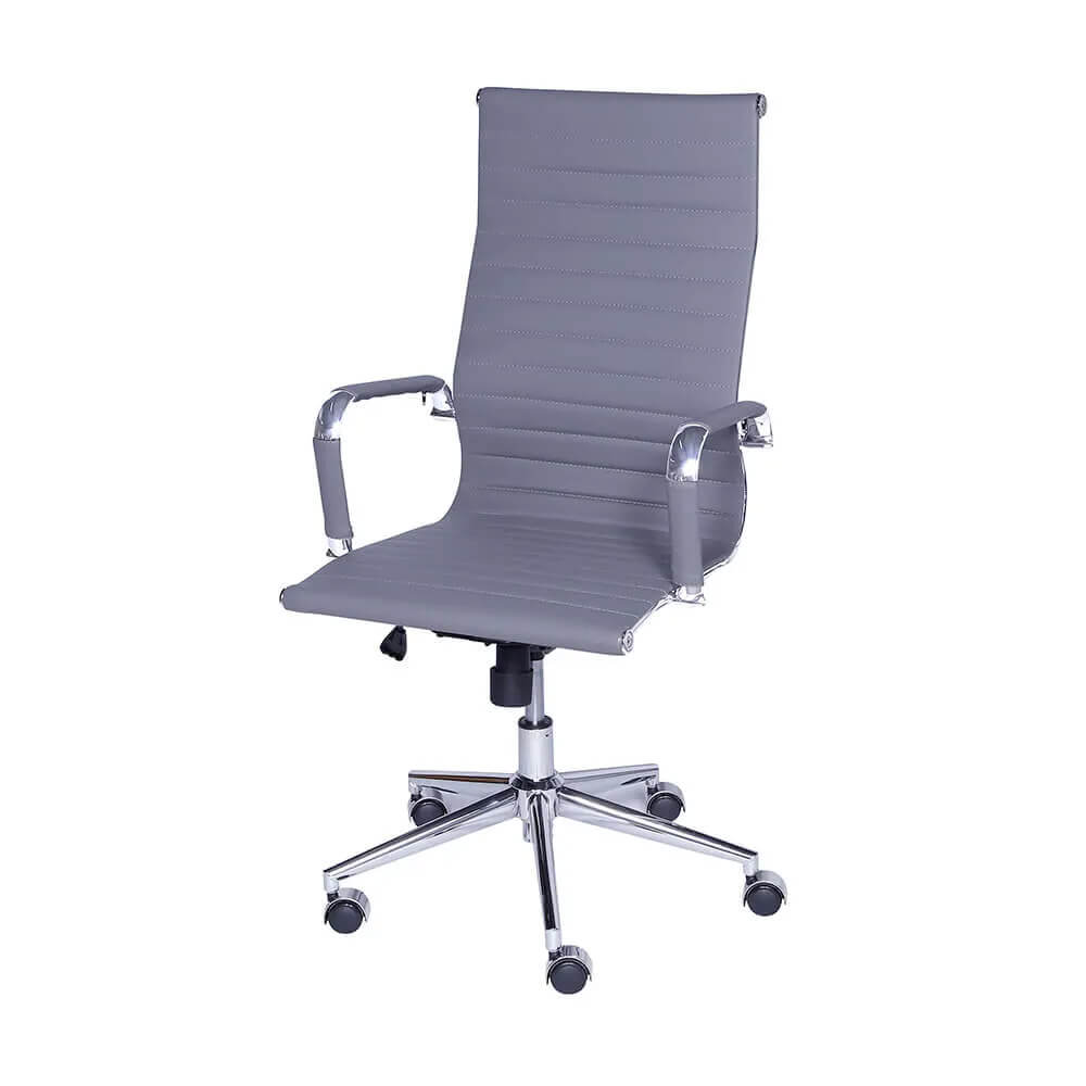 Cadeira de Escritorio Eames Esteirinha Alta - PU Cinza