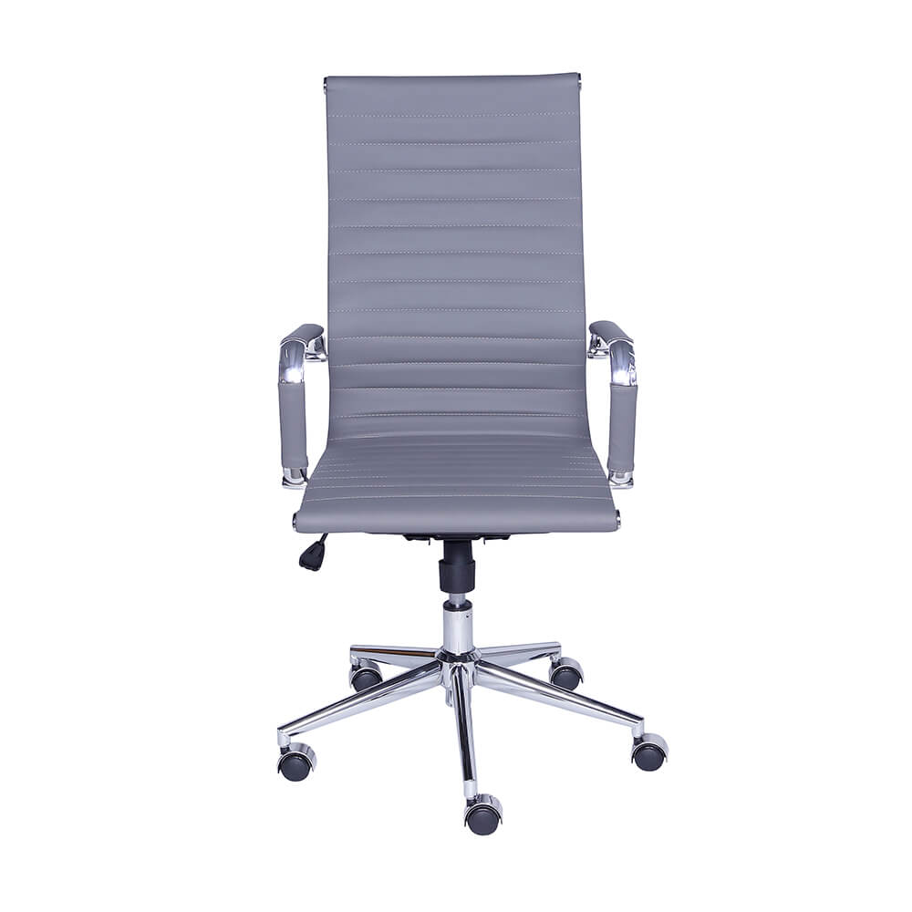 Cadeira de Escritorio Eames Esteirinha Alta - PU Cinza