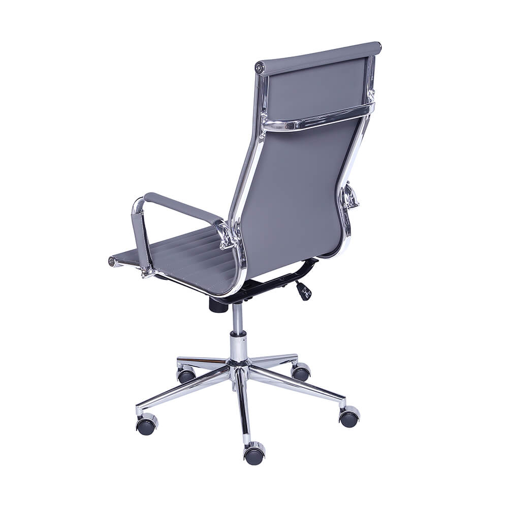 Cadeira de Escritorio Eames Esteirinha Alta - PU Cinza