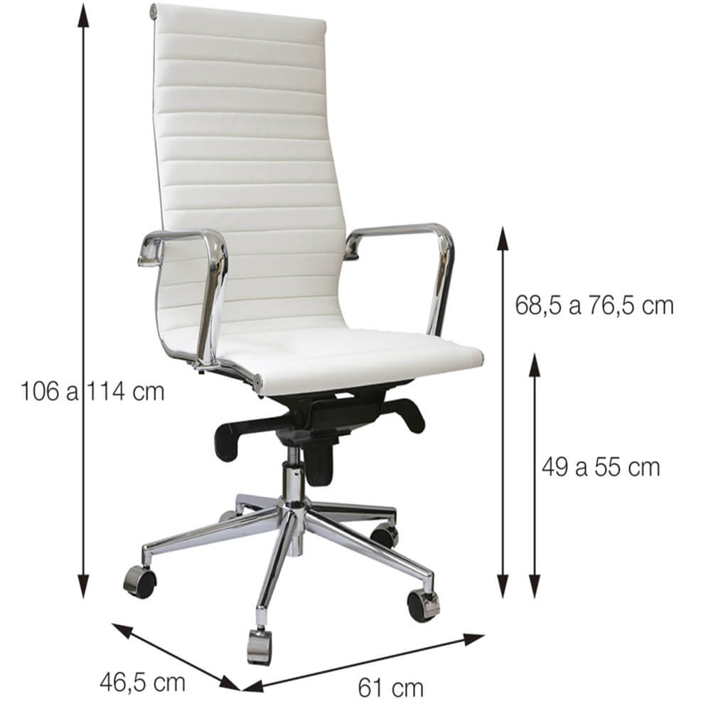Cadeira de Escritorio Eames Esteirinha Alta - PU Cinza