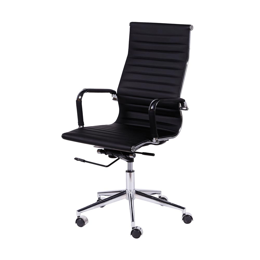 Cadeira de Escritorio Eames Esteirinha Alta - PU Preta
