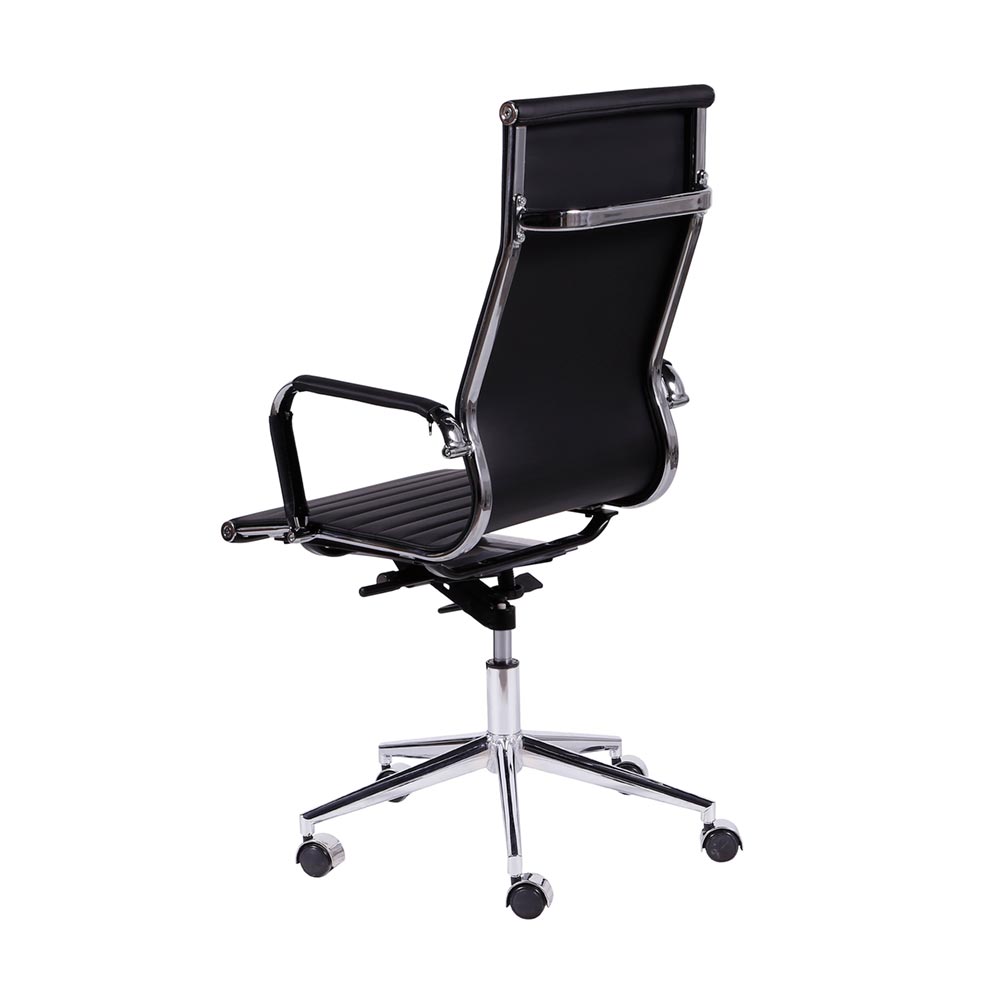 Cadeira de Escritorio Eames Esteirinha Alta - PU Preta