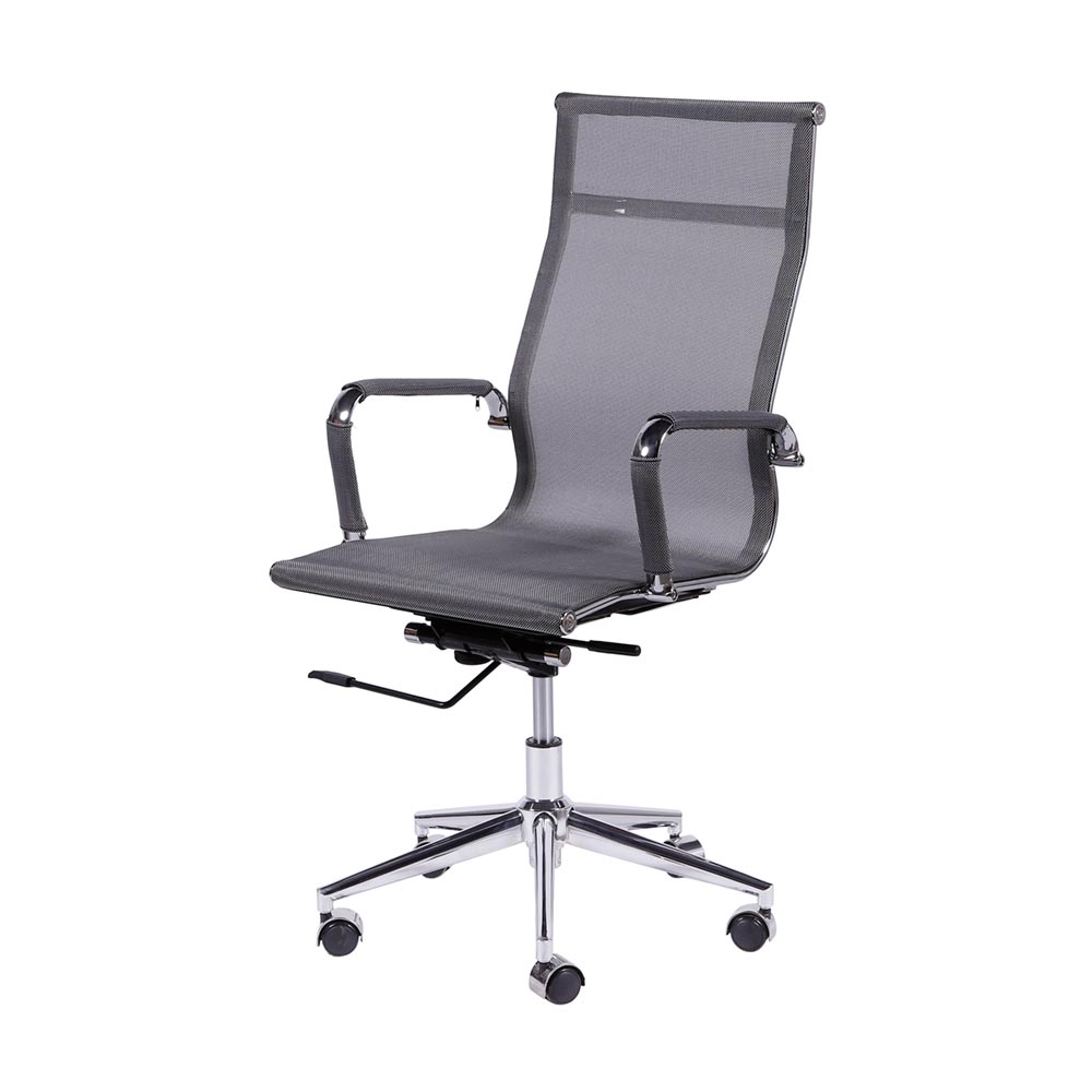 Cadeira de Escritorio Eames Esteirinha Alta Tela - Mesh Cinza