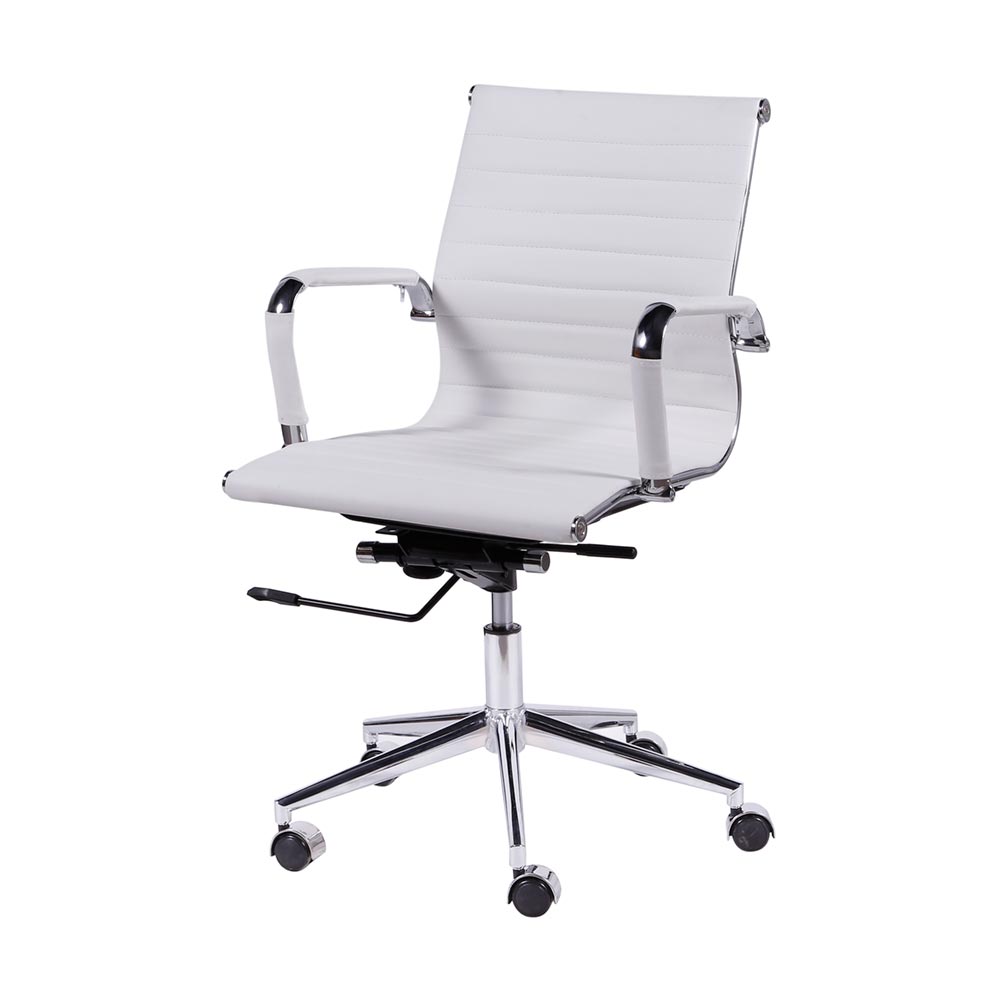 Cadeira de Escritorio Eames Esteirinha Baixa - PU Branca