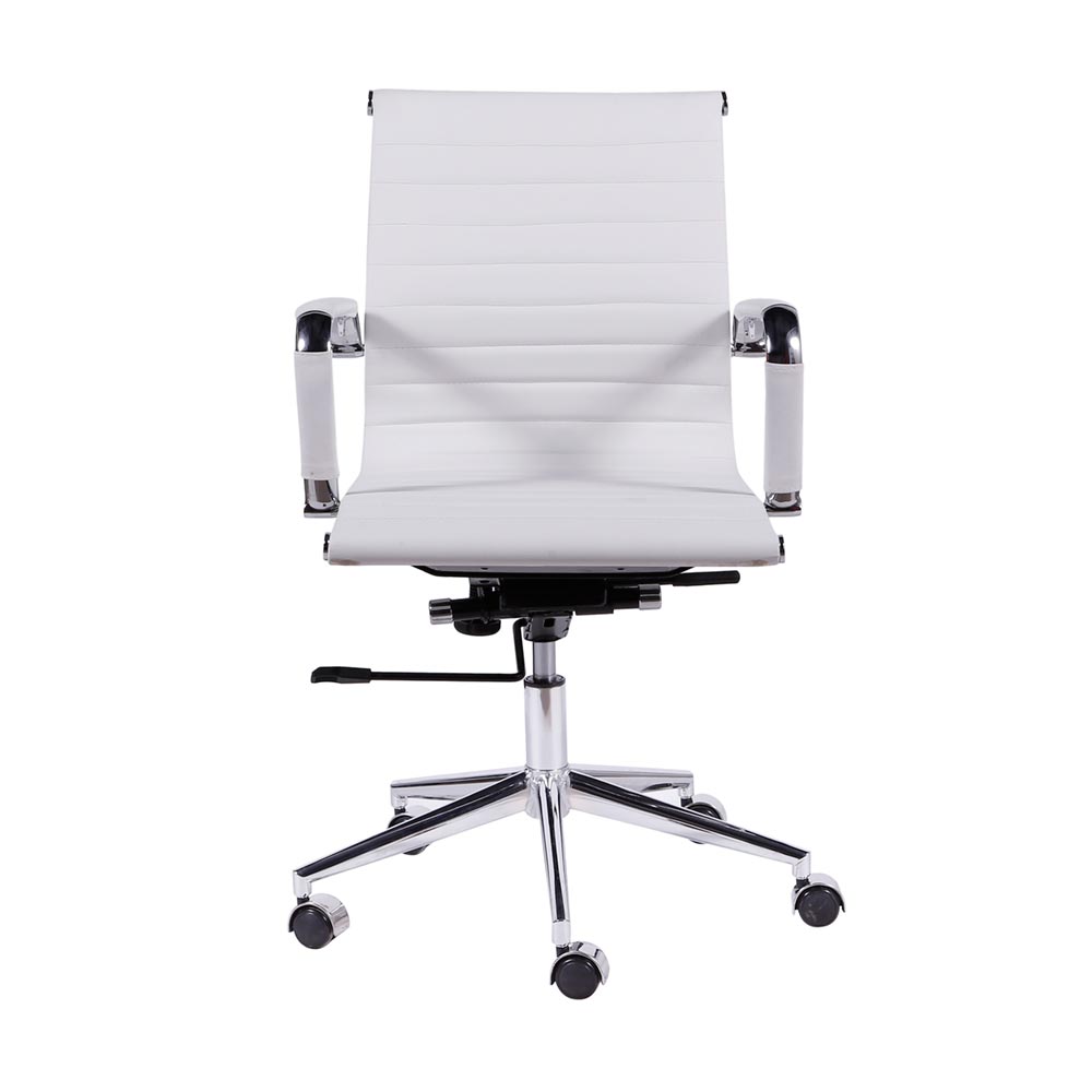Cadeira de Escritorio Eames Esteirinha Baixa - PU Branca