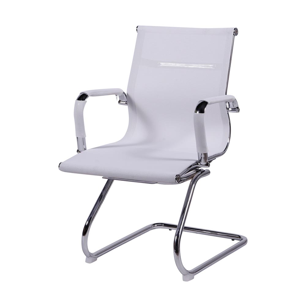 Cadeira de Escritorio Eames Esteirinha Baixa Fixa - Tela Mesh Branca