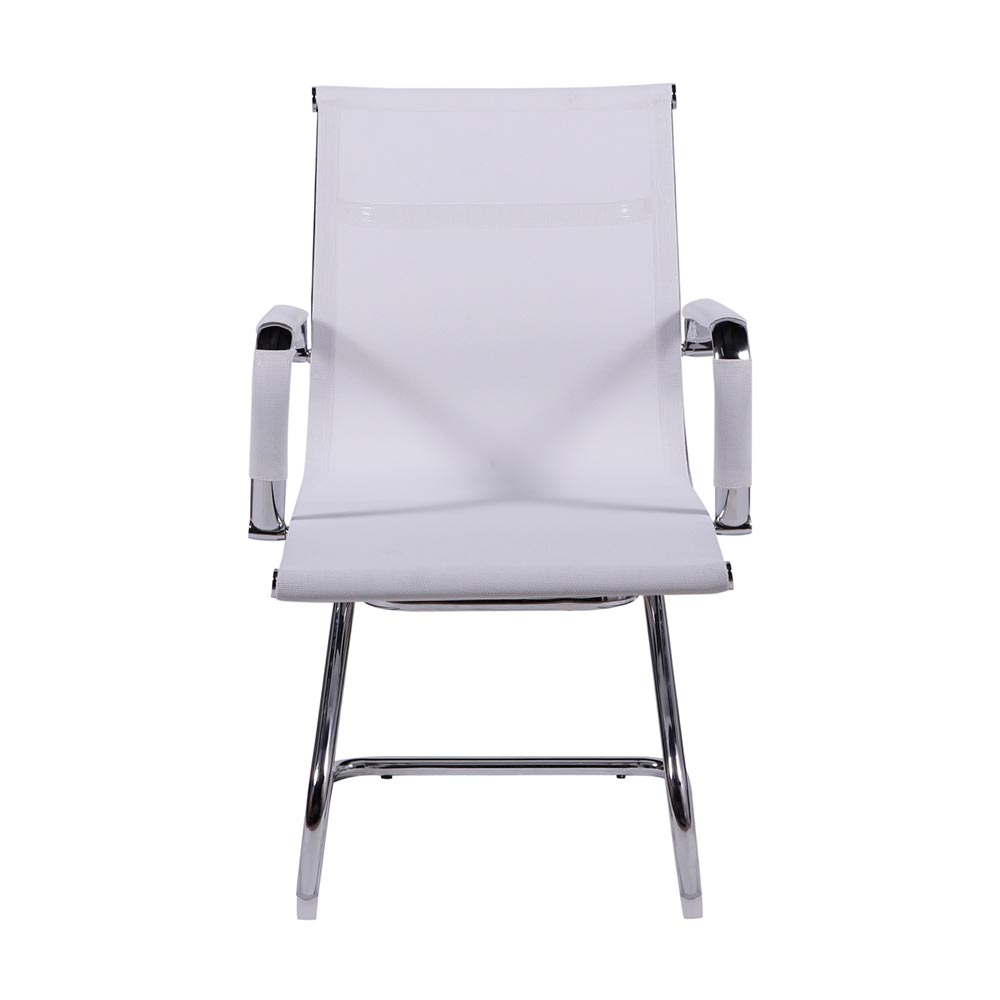 Cadeira de Escritorio Eames Esteirinha Baixa Fixa - Tela Mesh Branca