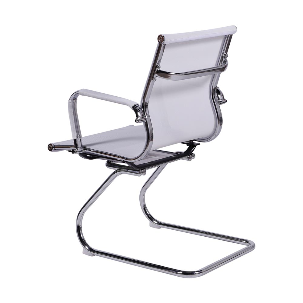 Cadeira de Escritorio Eames Esteirinha Baixa Fixa - Tela Mesh Branca