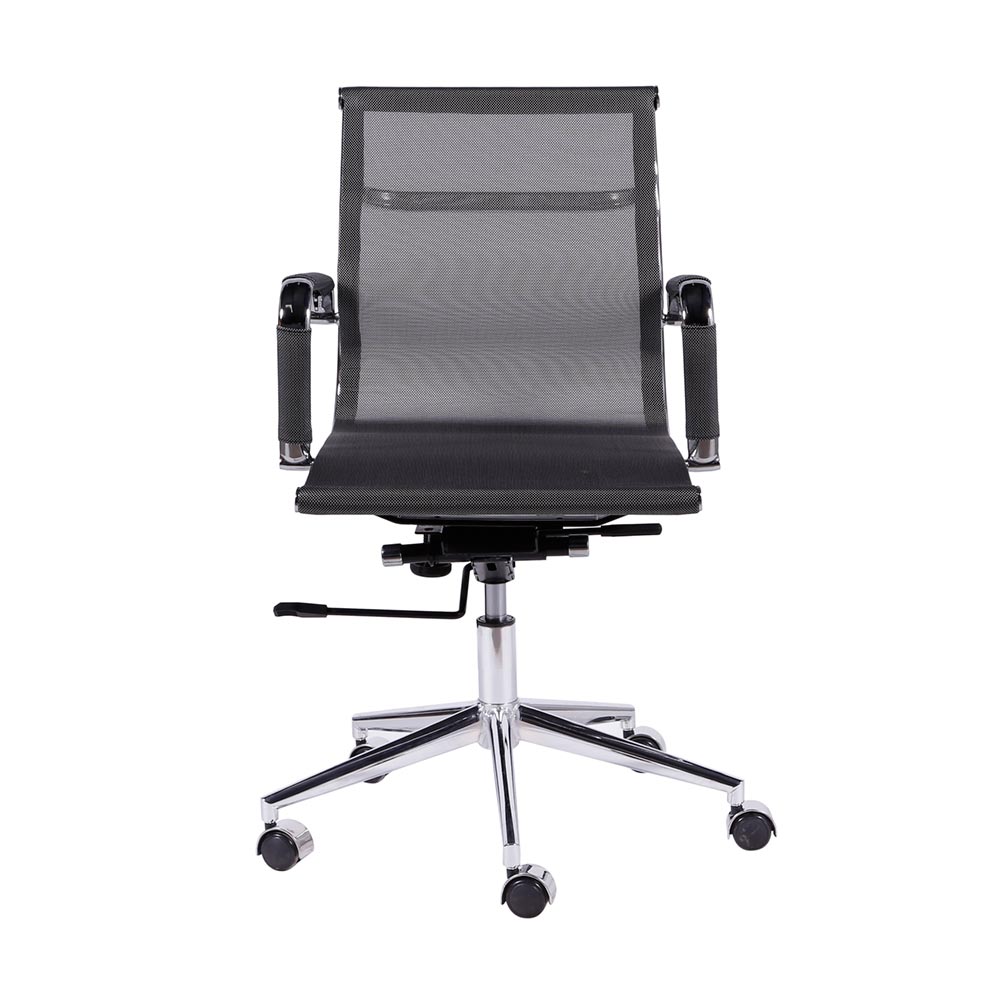 Cadeira de Escritorio Eames Esteirinha Baixa Fixa - Tela Mesh Cinza
