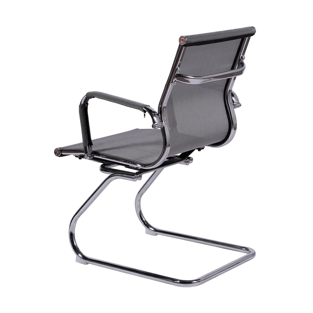 Cadeira de Escritorio Eames Esteirinha Baixa Fixa - Tela Mesh Cinza