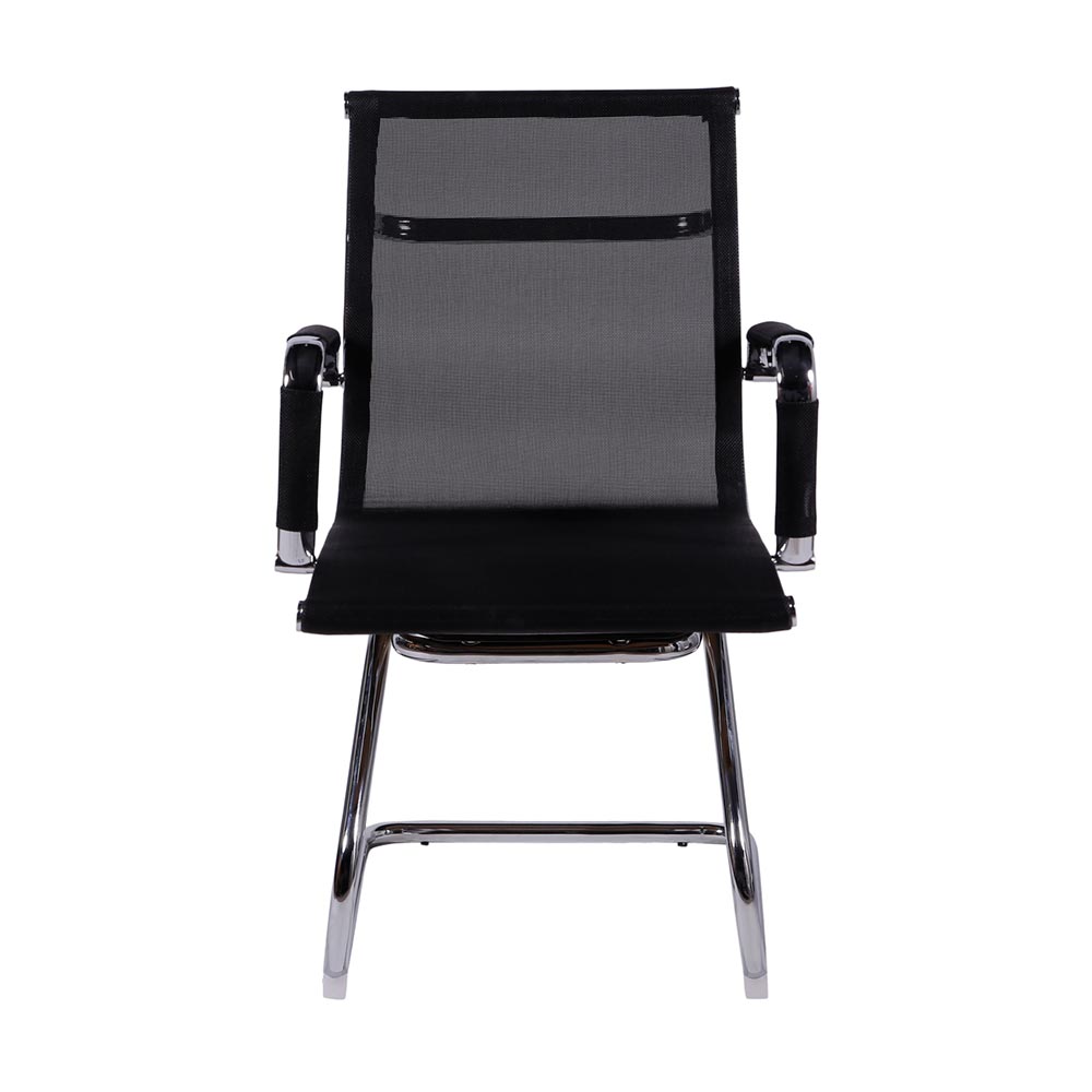 Cadeira de Escritorio Eames Esteirinha Baixa Fixa - Tela Mesh Preta