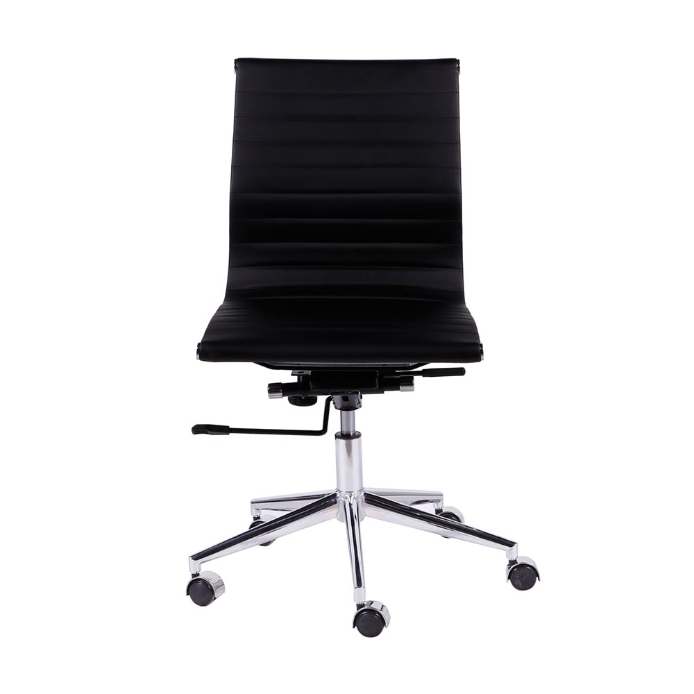 Cadeira de Escritorio Eames Esteirinha Baixa Preta Sem Braço PU