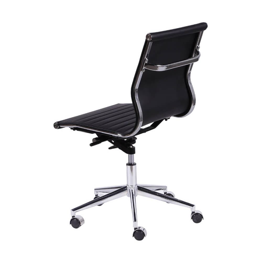 Cadeira de Escritorio Eames Esteirinha Baixa Preta Sem Braço PU
