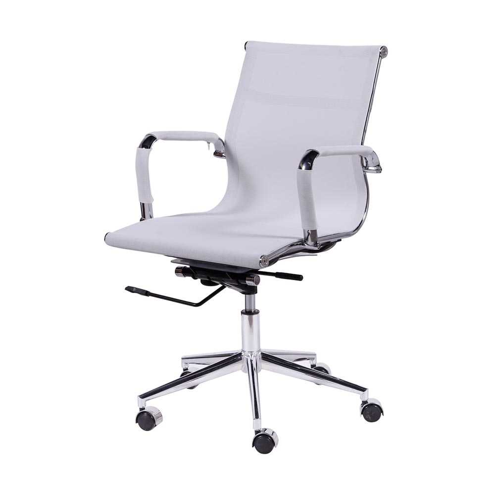 Cadeira de Escritorio Eames Esteirinha Baixa Tela - Mesh Branca