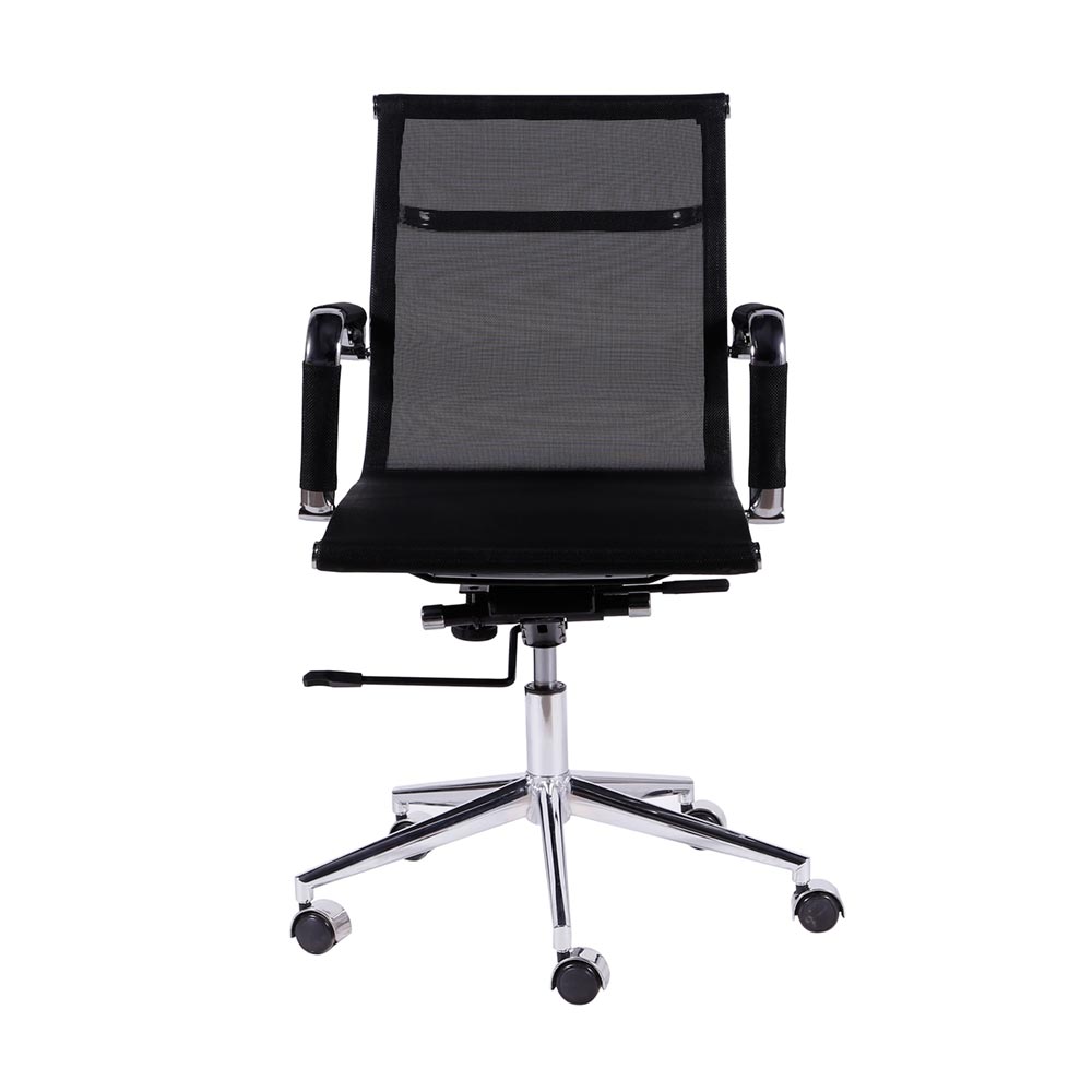 Cadeira de Escritorio Eames Esteirinha Baixa Tela - Mesh Preta
