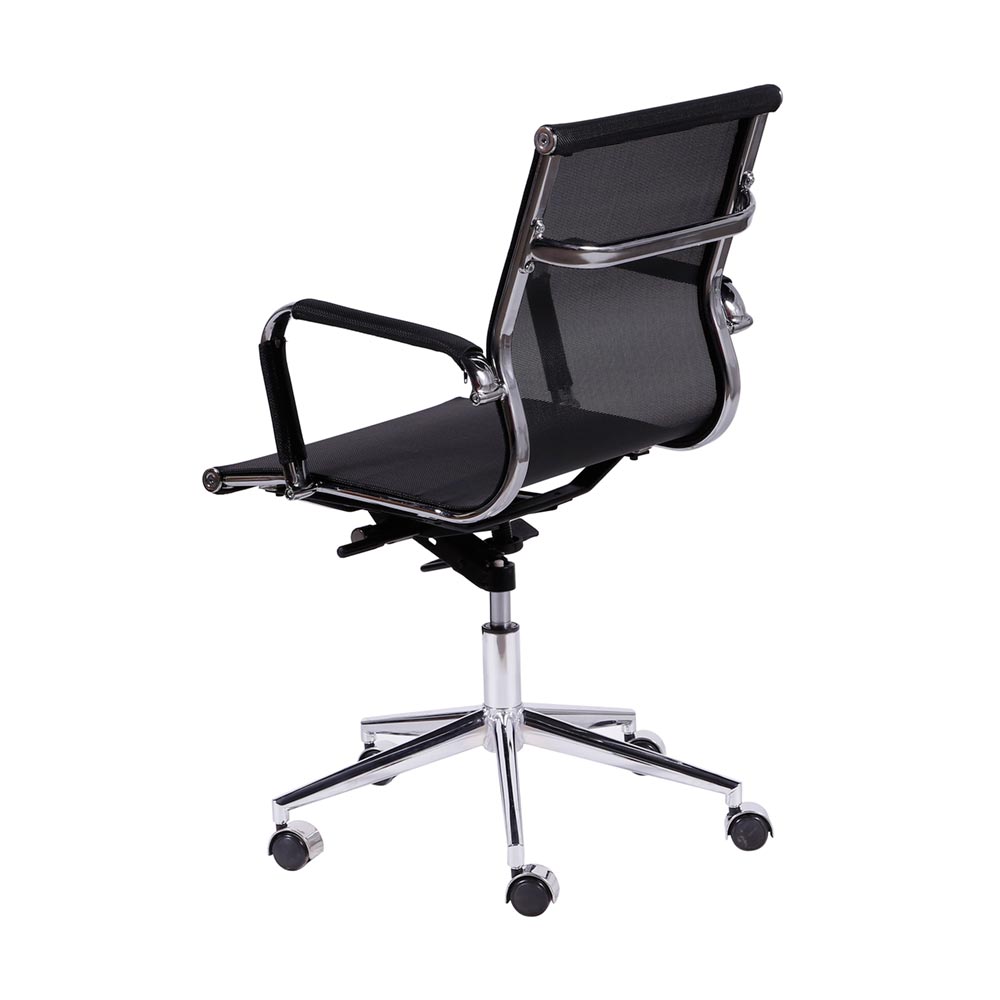 Cadeira de Escritorio Eames Esteirinha Baixa Tela - Mesh Preta