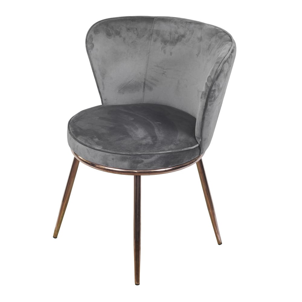 Cadeira de Jantar Modelo Nanda base cobre - Assento em Espuma Revestido em Veludo 79x57x60cm