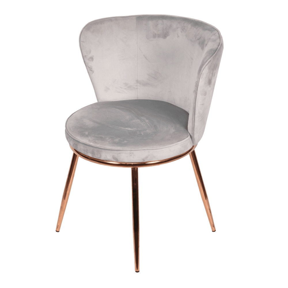 Cadeira de Jantar Modelo Nanda base cobre - Assento em Espuma Revestido em Veludo 79x57x60cm