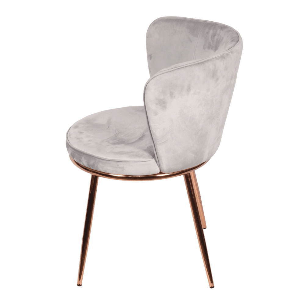 Cadeira de Jantar Modelo Nanda base cobre - Assento em Espuma Revestido em Veludo 79x57x60cm