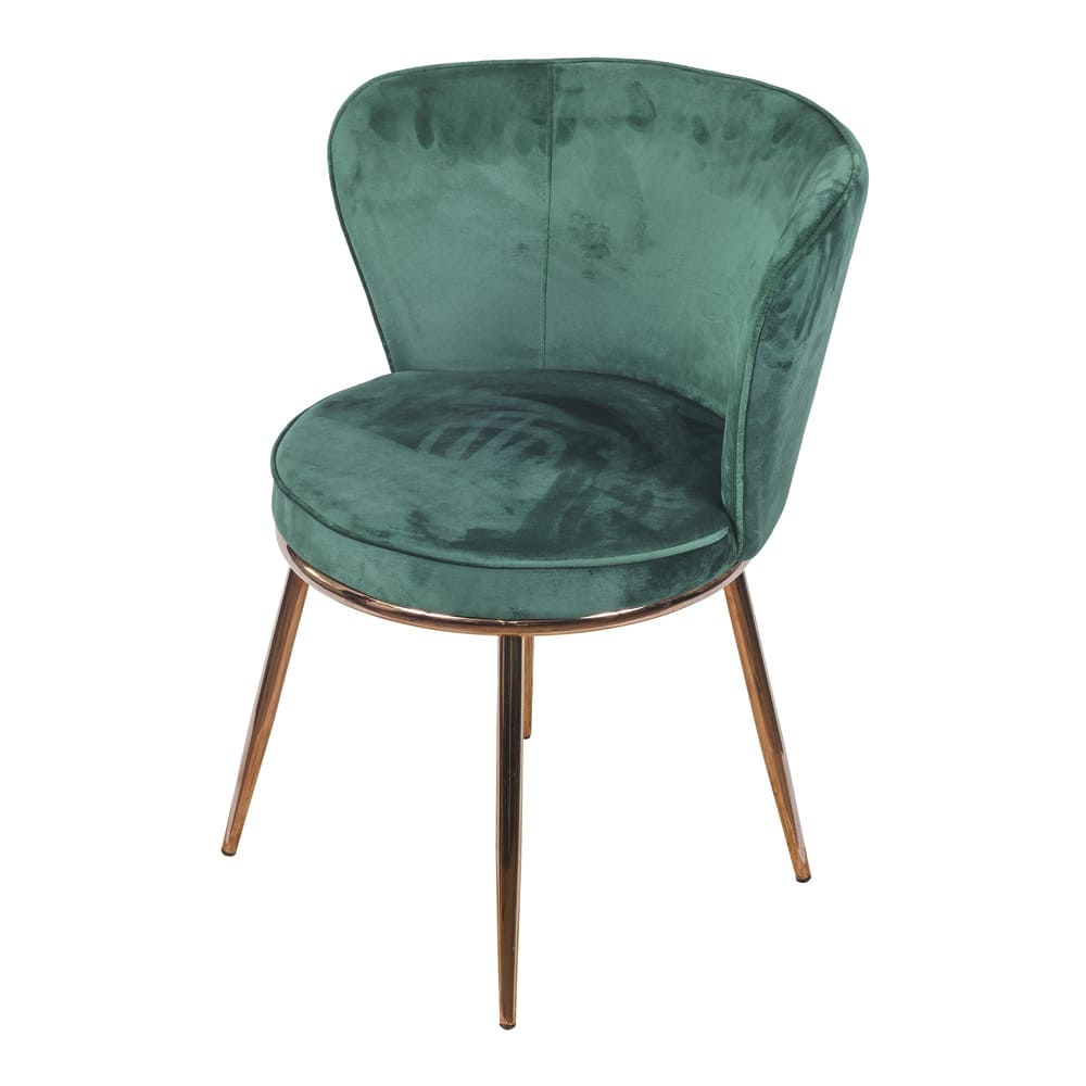 Cadeira de Jantar Modelo Nanda base cobre - Assento em Espuma Revestido em Veludo 79x57x60cm