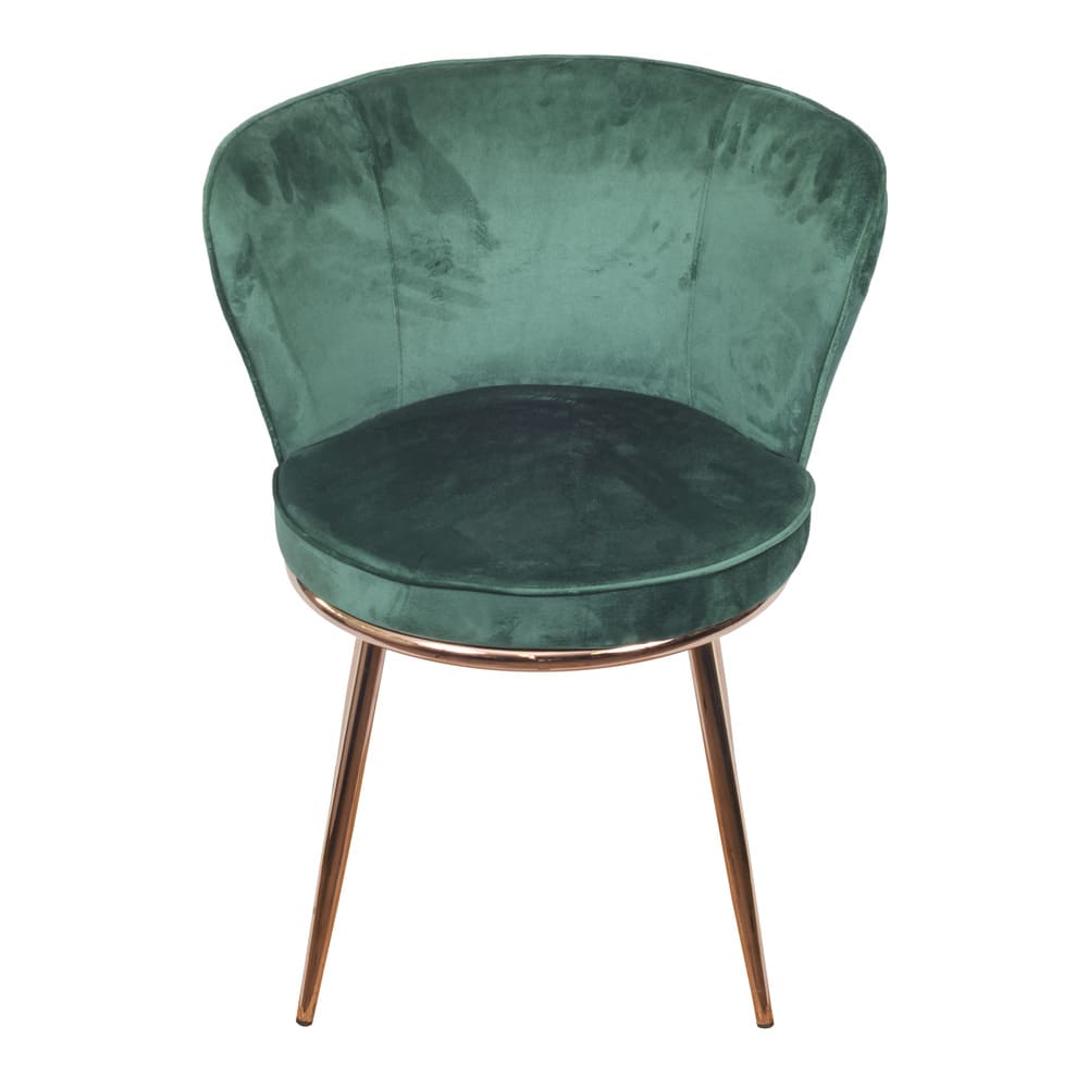 Cadeira de Jantar Modelo Nanda base cobre - Assento em Espuma Revestido em Veludo 79x57x60cm