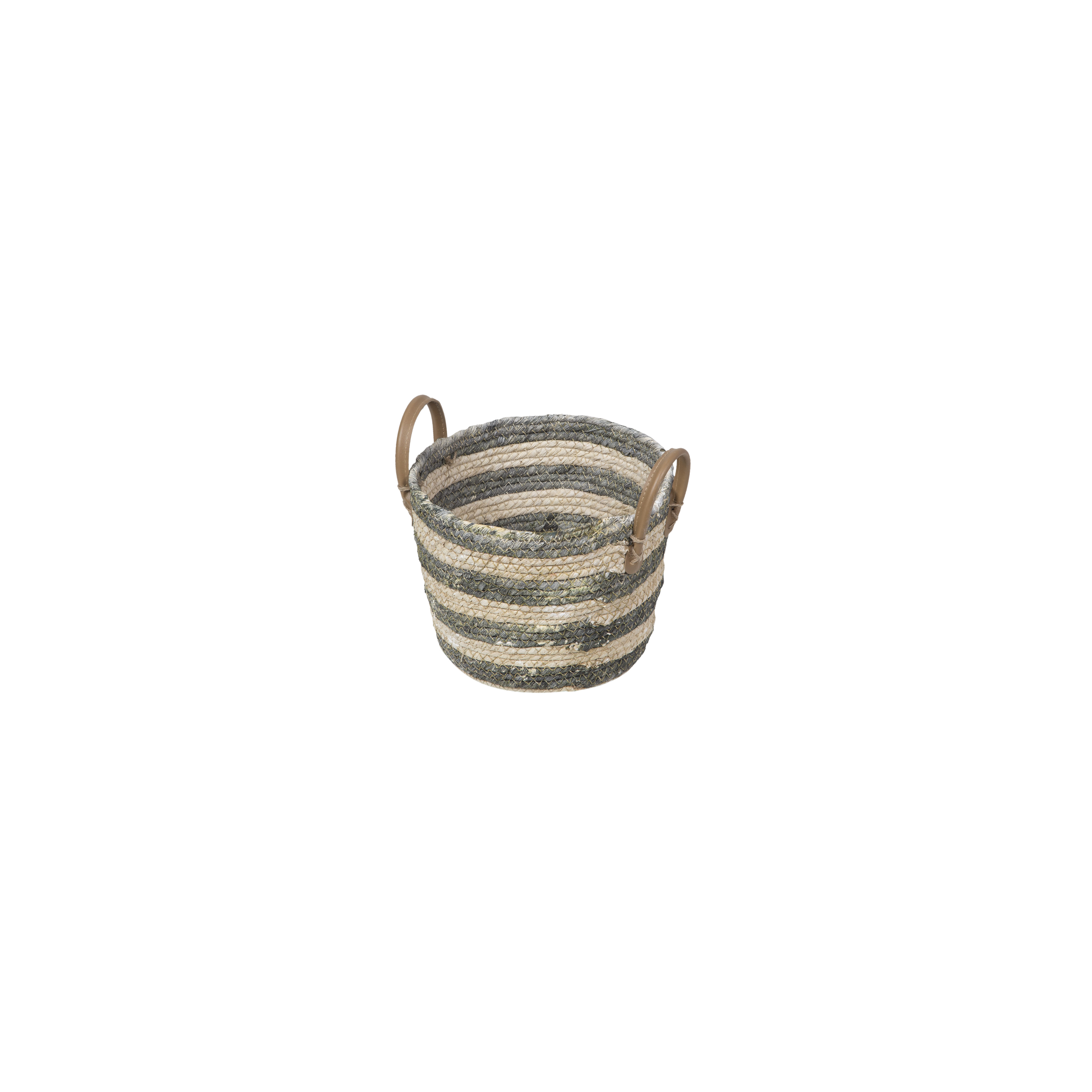 Cesto Decorativo Karon - Fibra Branca e Verde