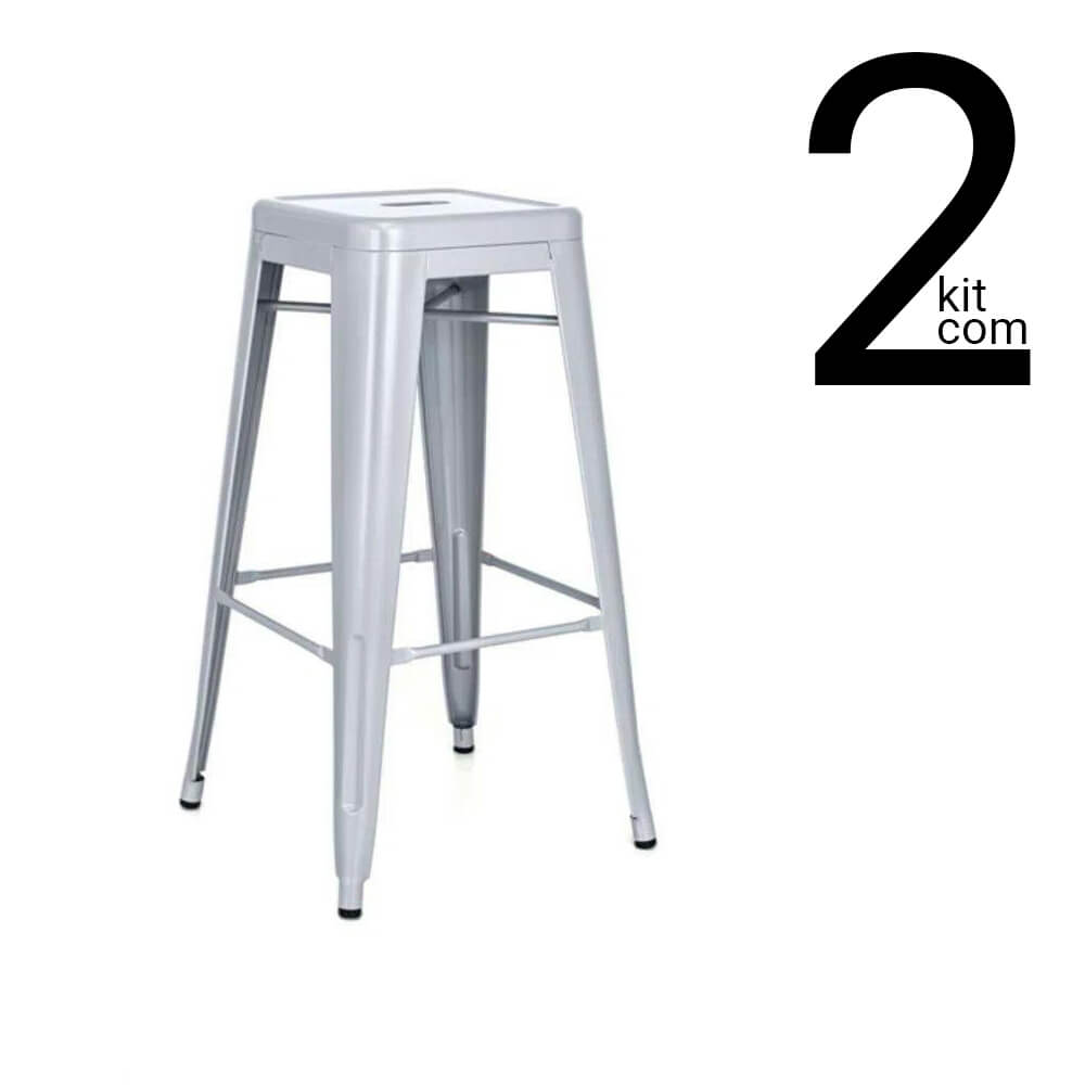 Conjunto 2 Banquetas Tolix Média - Cinza
