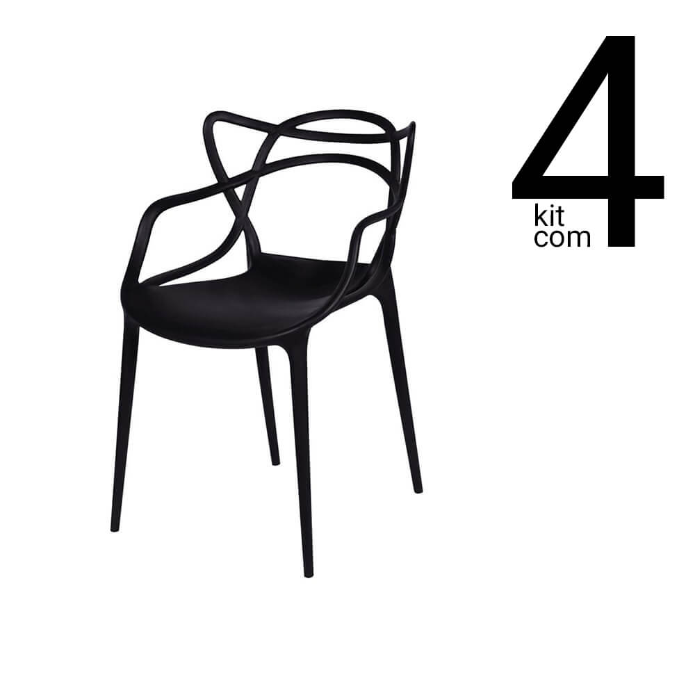 Conjunto 4 Cadeiras Allegra - Preta