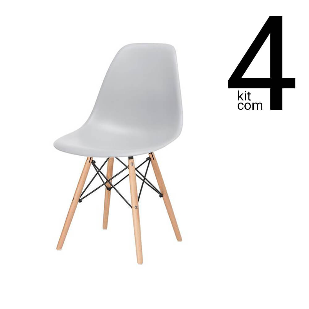 Conjunto 4 Cadeiras Eames DSW - Cinza