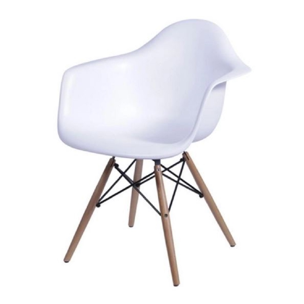 Conjunto 4 Cadeiras Sala De Jantar DKR Branca Base Madeira