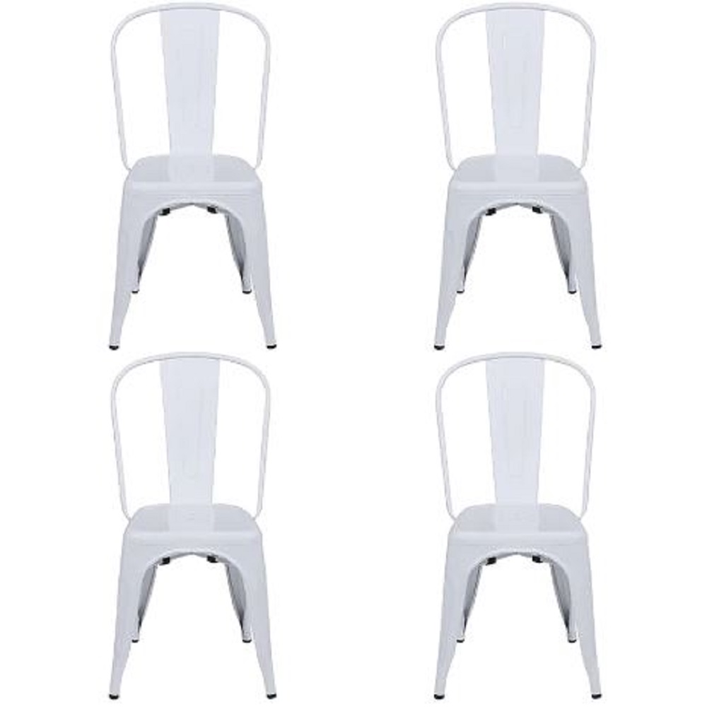 Conjunto 4 Cadeiras Sala De Jantar Titan Aço Pintura Branca