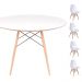 Conjunto Mesa Eames Eiffel DSW Redonda Branca 120cm + 4 Cadeiras Eames DSW - Branca