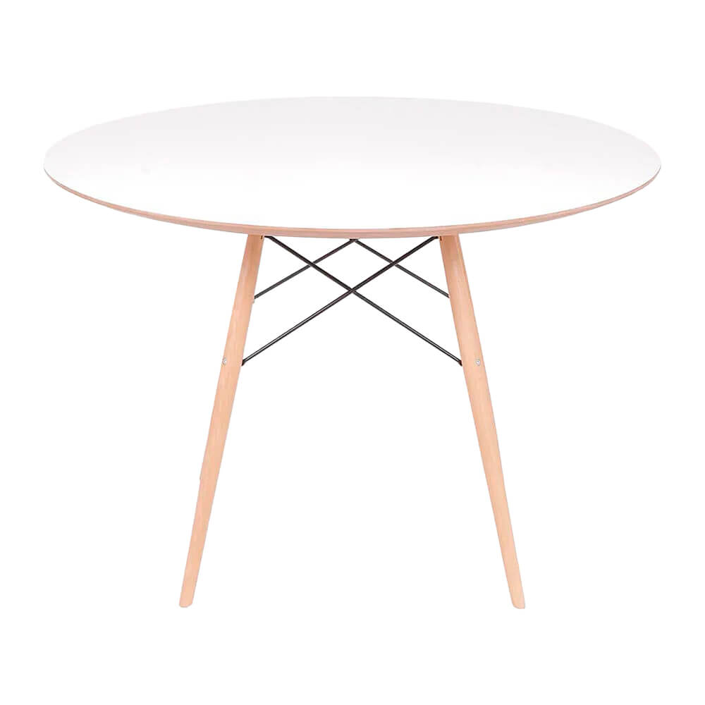 Conjunto Mesa Eames Eiffel DSW Redonda Branca 120cm + 4 Cadeiras Eames DSW - Branca