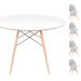 Conjunto Mesa Eames Eiffel DSW Redonda Branca 120cm + 4 Cadeiras Eames DSW - Cinza