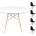 Conjunto Mesa Eames Eiffel DSW Redonda Branca 120cm + 4 Cadeiras Eames DSW - Preta