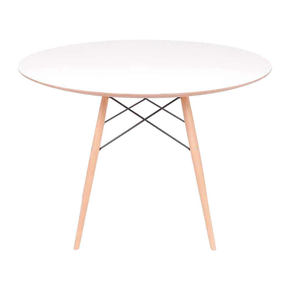 Conjunto Mesa Eames Eiffel DSW Redonda Branca 90cm + 4 Cadeiras Eames DSW - Fendi