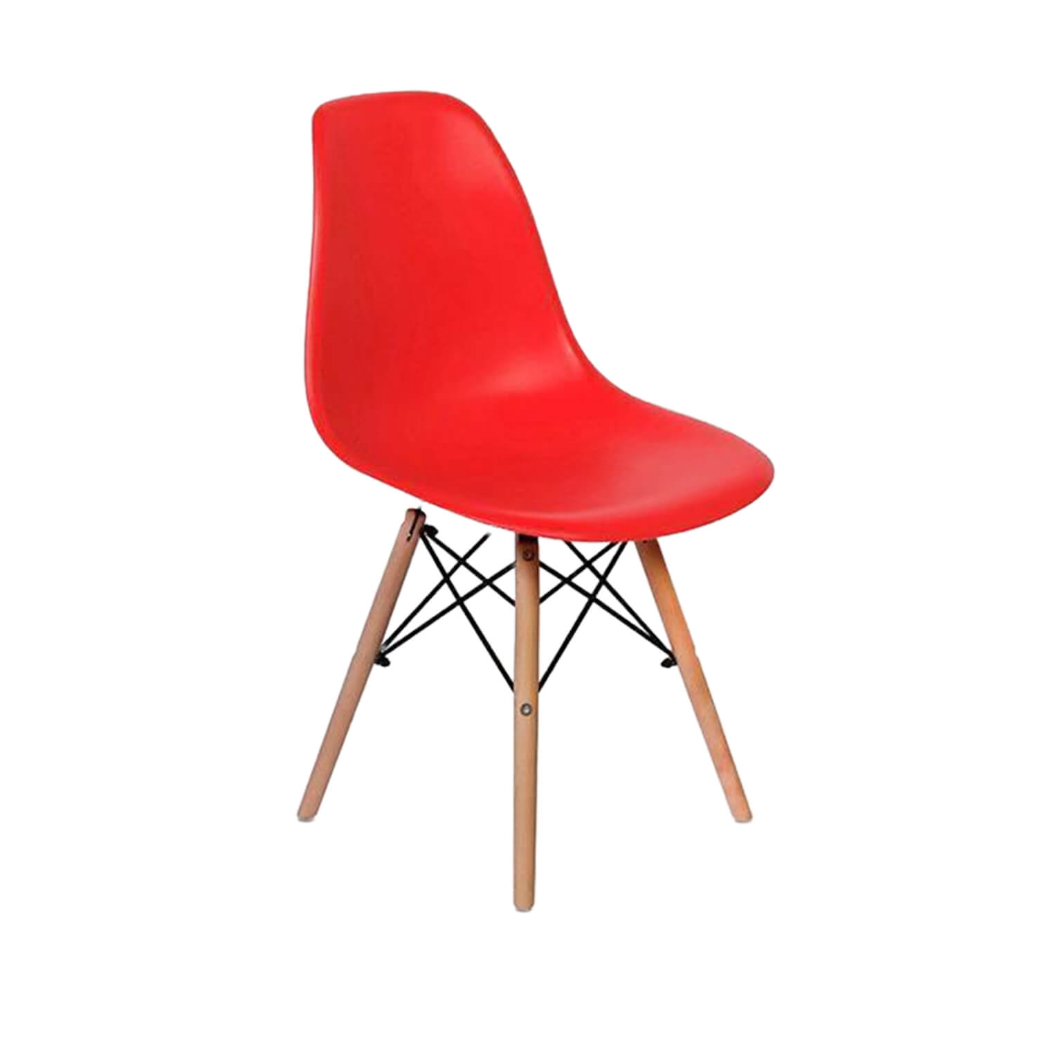 Conjunto Mesa Eames Eiffel DSW Redonda Branca 90cm + 4 Cadeiras Eames DSW - Vemelha