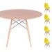 Conjunto Mesa Eames Eiffel DSW Redonda Freijó 120cm + 4 Cadeiras Eames DSW - Amarela