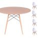 Conjunto Mesa Eames Eiffel DSW Redonda Freijó 120cm + 4 Cadeiras Eames DSW - Branca