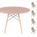 Conjunto Mesa Eames Eiffel DSW Redonda Freijó 120cm + 4 Cadeiras Eames DSW - Fendi