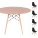 Conjunto Mesa Eames Eiffel DSW Redonda Freijó 120cm + 4 Cadeiras Eames DSW - Preta