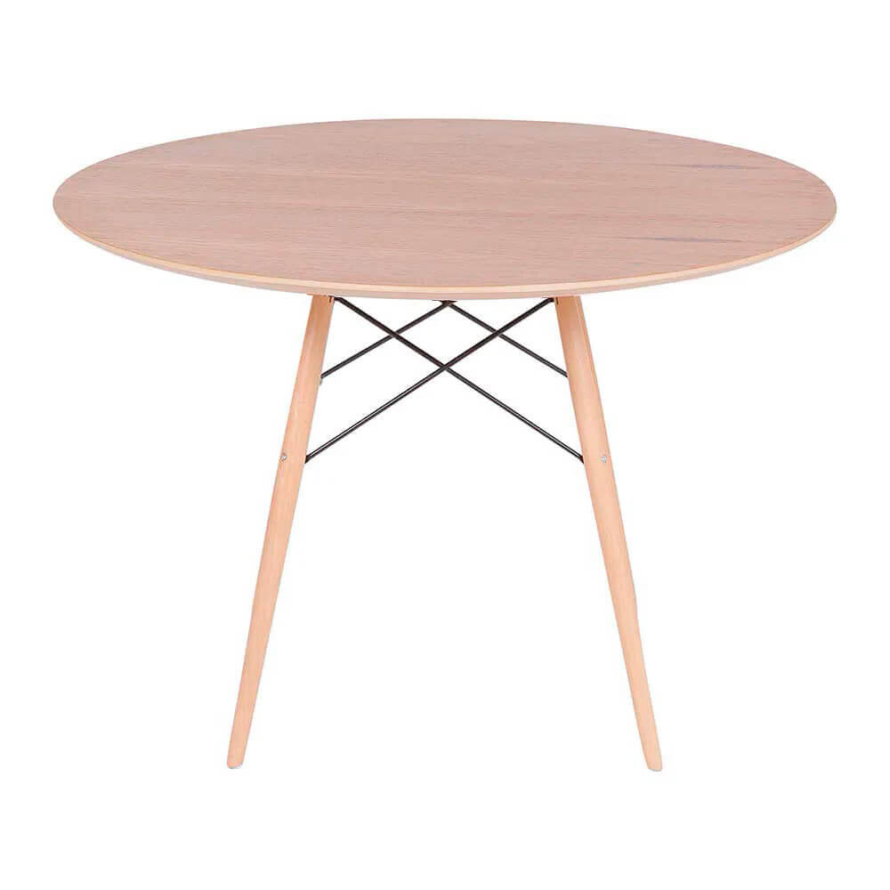 Conjunto Mesa Eames Eiffel DSW Redonda Freijó 120cm + 4 Cadeiras Eames DSW - Preta