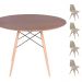 Conjunto Mesa Eames Eiffel DSW Redonda Imbuia 90cm + 4 Cadeiras Eames DSW - Fendi
