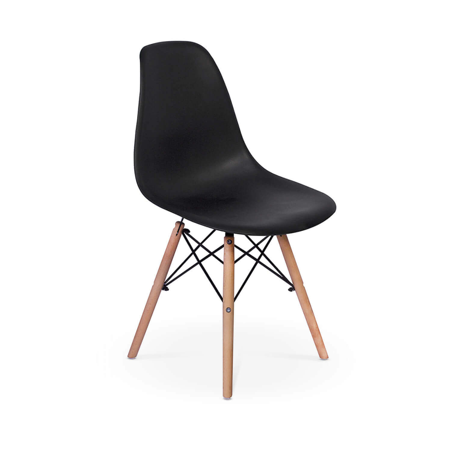 Conjunto Mesa Eames Eiffel DSW Redonda Imbuia 90cm + 4 Cadeiras Eames DSW - Preta