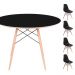 Conjunto Mesa Eames Eiffel DSW Redonda Preta 120cm + 4 Cadeiras Eames DSW - Preta